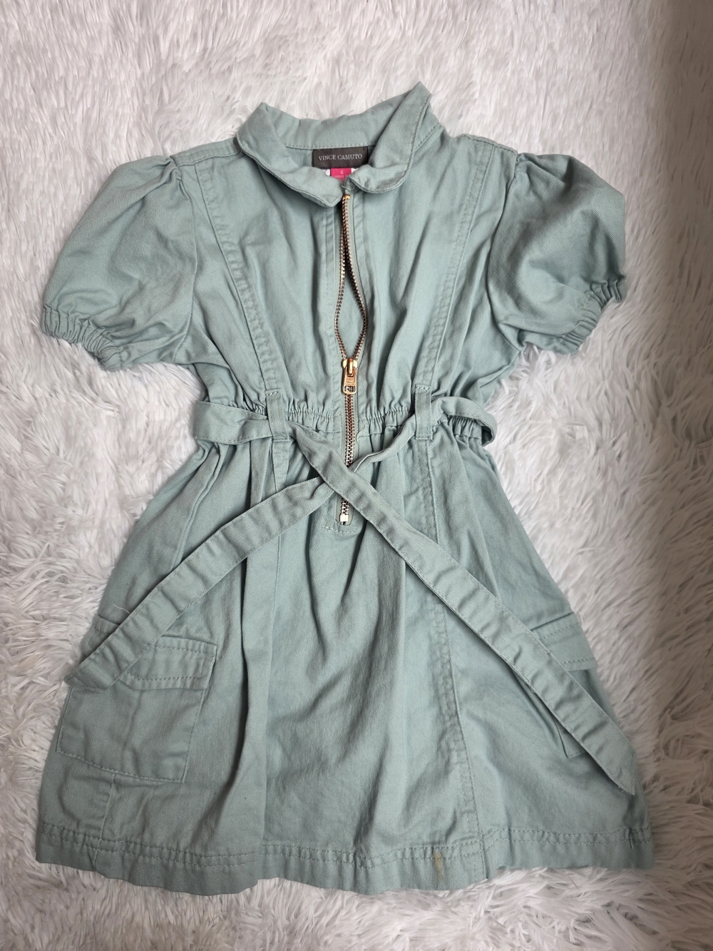 Vince Camuto Girls' Sage Green Zip-Front Dress
